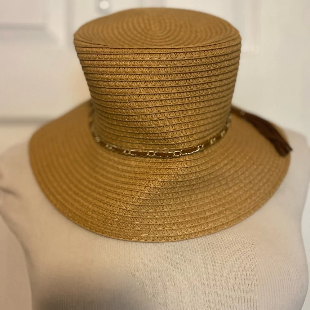 Halston Heritage Tan and Brown Wide Brim Hat